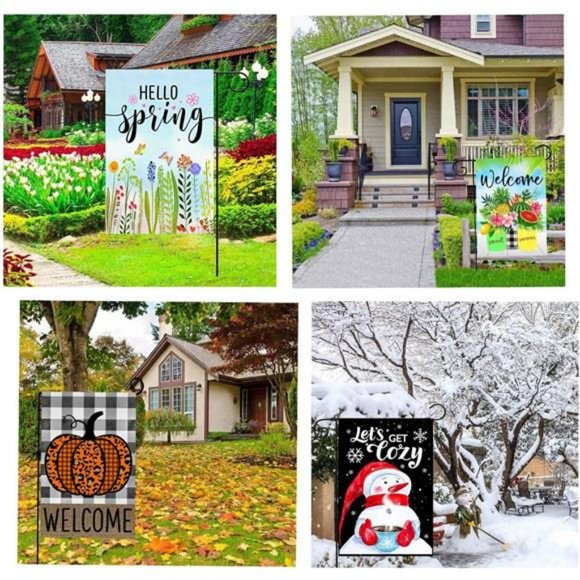 Seasonal Garden Flag Set of 12 Double Sided Welcome Fall Halloween Garden Flags - Picture 5 of 8